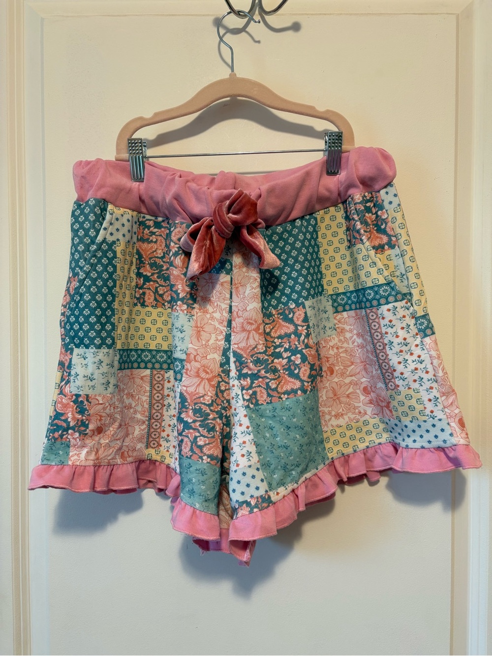 Patchwork Pink Ruffle Pajama Set - Picture 4 of 7